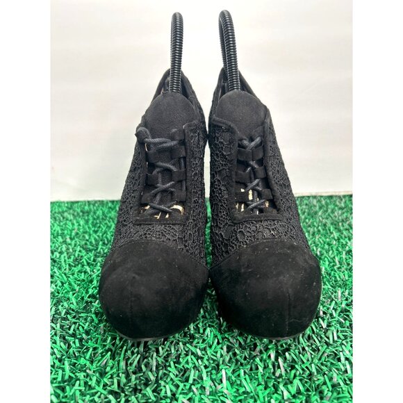 Quipid Black Lace Platform Booties 8.5 Whimsigoth Goth Gothic Witchy Lace - Picture 3 of 9
